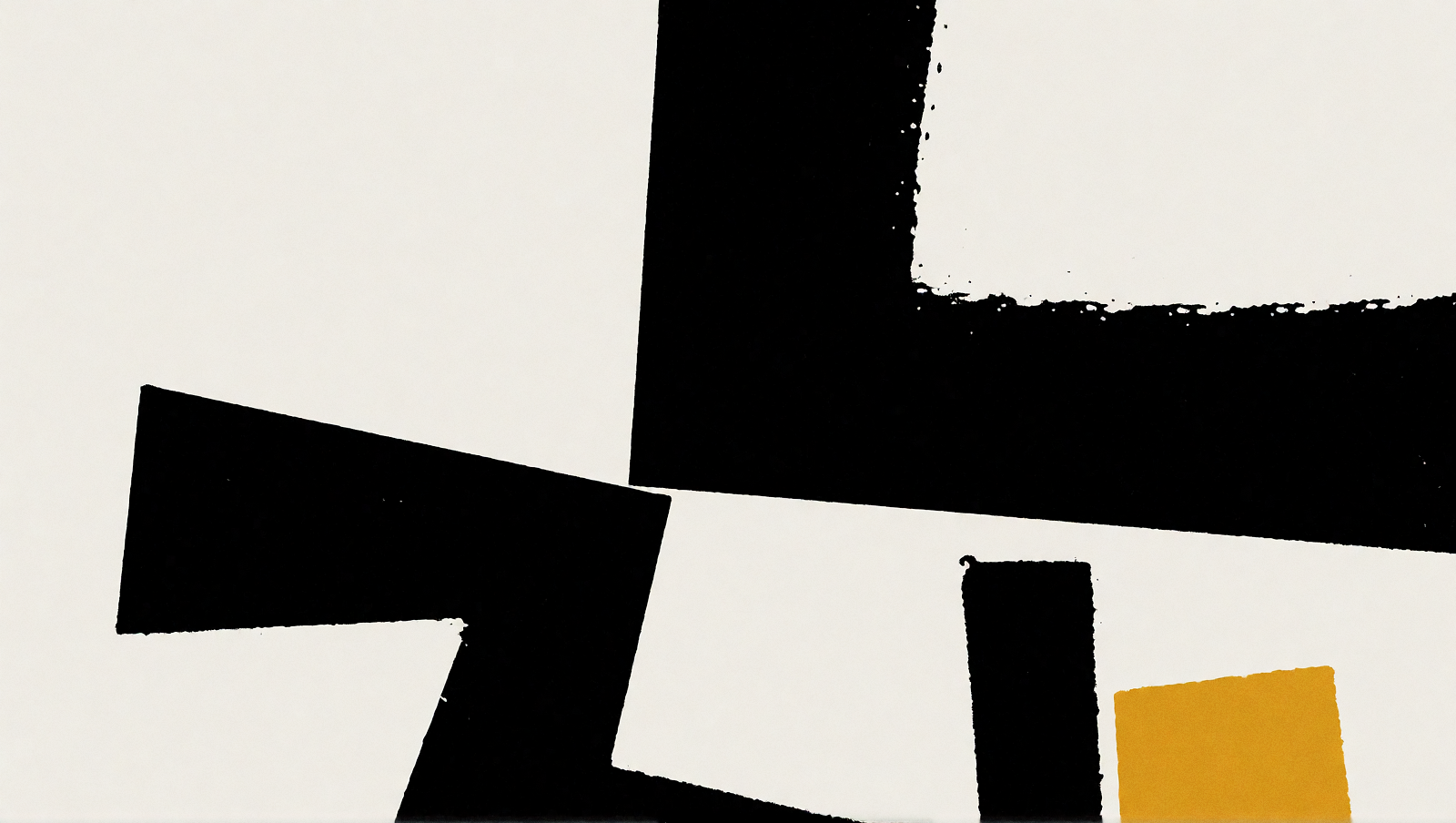 Repeating manual tasks resolving into a single automated line, ink and mustard print-poster style